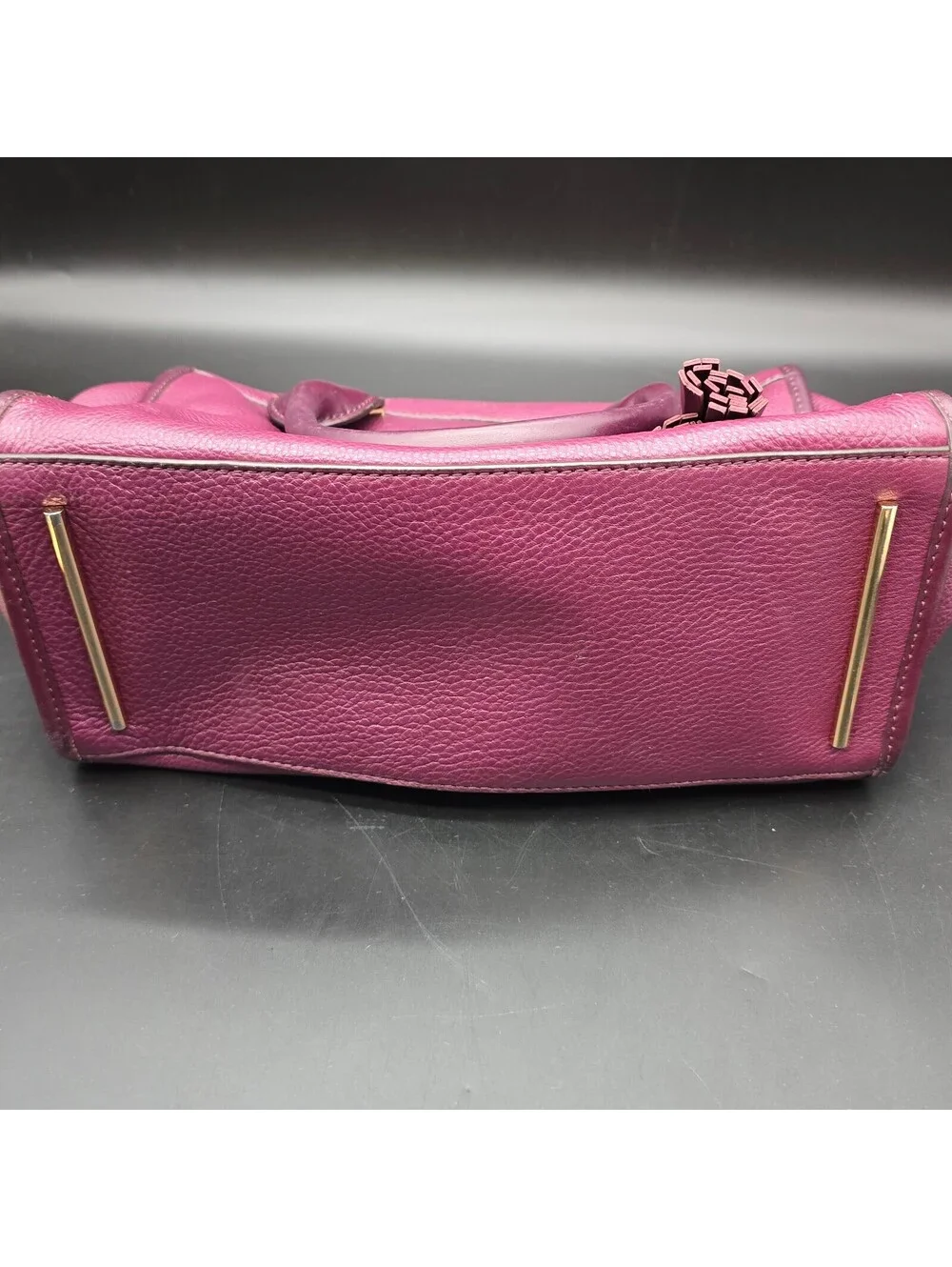 Michael Kors Geneva Satchel Plum Purple Pebbled Leather Top Handle Bag Handbag